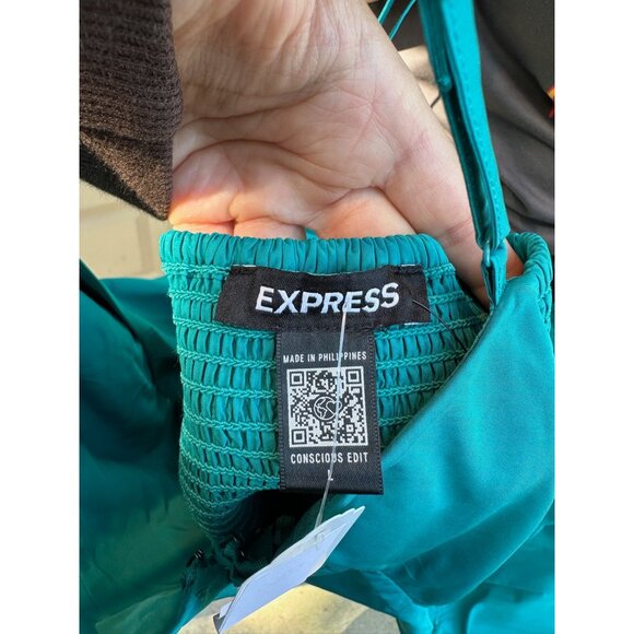 Express Teal Maxi Dress With Spaghetti Straps & Tiered Skirt - Picture 2 of 3